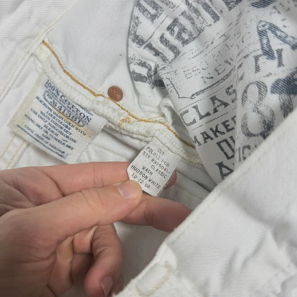 Polo Ralph Lauren Mens 34x32 Y2K Classic Fit Hudson White Straight Leg Denim